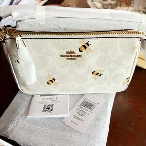 Coach Cream Bee Print Clutch
